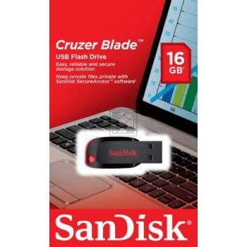 SANDISK CRUZER BLADE USB STICK 16GB SDCZ50-016G-B35 USB 2.0 schwarz