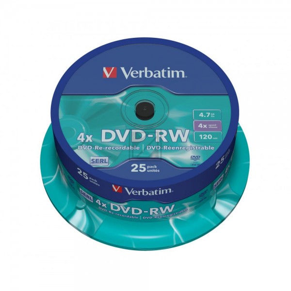 Verbatim DVD-RW 4,7 GB 4 x Inh.25 Spindel