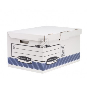 Fellowes Archivbox A4 Maxi Bankers Box mit Klappdeckel, blau/weiß