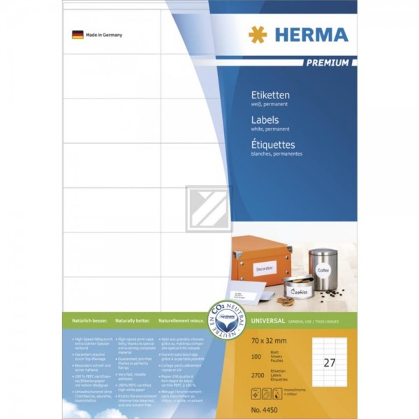 Herma Etiketten Etikett-Ilk 70 x 32 mm weiß