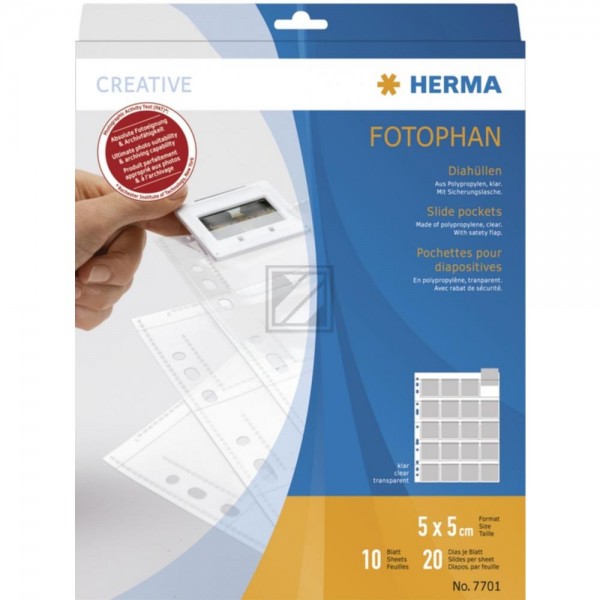 Herma Diahüllen für Kleinbild klar Inh.10 Dia-Format 5 x 5 mm