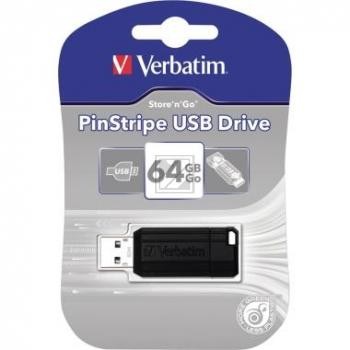 Verbatim USB Drive 64GB USB 2.0 Pin Stripe mit Schiebemecha- nismus