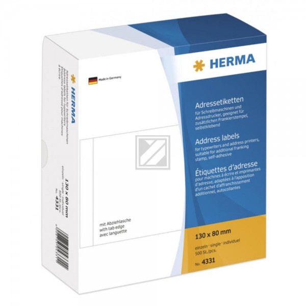 Herma Adressetiketten weiß 130 x 80 mm einzeln Papier matt Inh.500