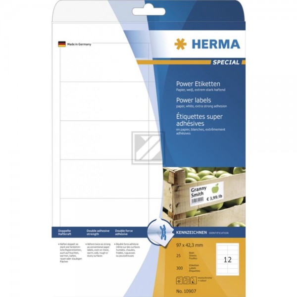 Herma Etiketten A4 weiß 97 x 42,3 mm stark haftend Inh.300