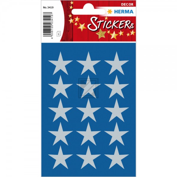 HERMA Sticker Sterne 22mm 3419 silber 45 Stück/3 Blatt