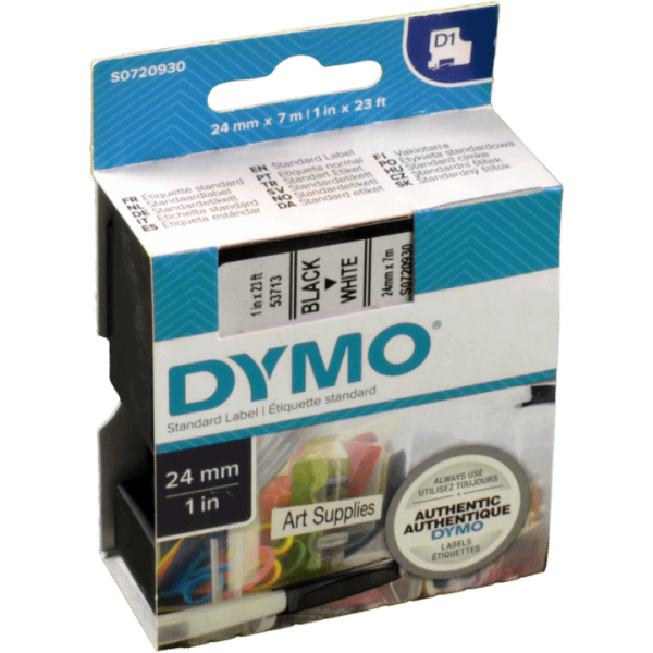 Originalband DYMO 53713 schwarz auf weiss 24mm x 7m
