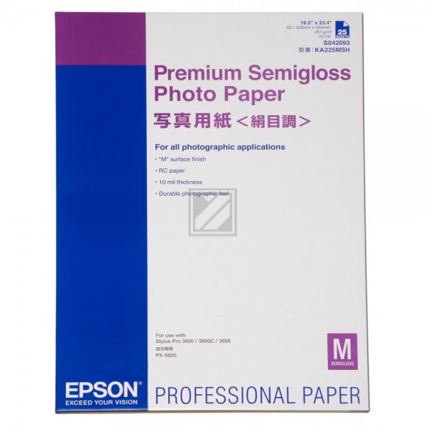 Epson Premium Semigloss Photopapier weiß DIN A2 (C13S042093)