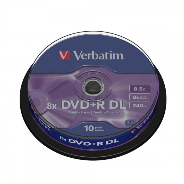 VERBATIM DVD+R 8.5GB 8x (10) SP 43666 Spindel Double Layer matt silber