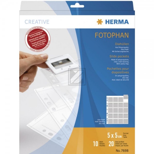 Herma Diahüllen für Kleinbild klar/matt Inh.10 Dia-Format 5 x 5 mm