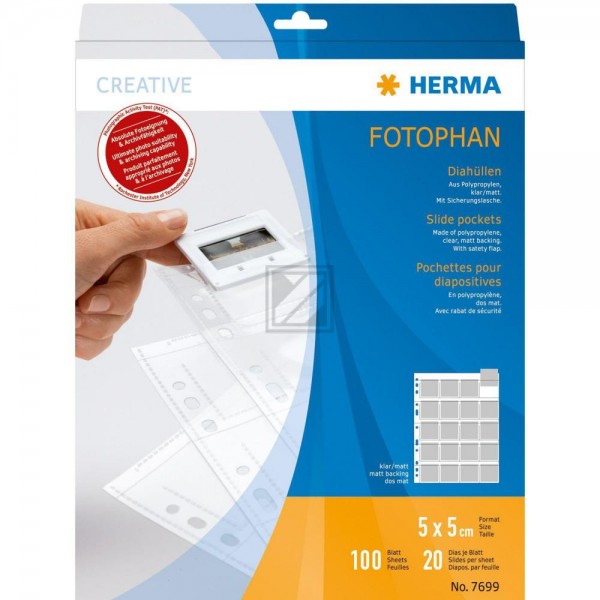 Herma Diahüllen für Kleinbild klar/matt Inh.100 Dia-Format 5 x 5 mm