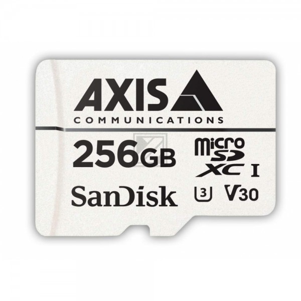 AXIS Surveillance - Flash-Speicherkarte (microSDXC-an-SD-Adapter inbegriffen) - 256 GB - Video Class V30 / UHS Class 3 / Class10 - microSDXC - weiß - für AXIS A8207, M1134, M1135, M1137, P1377, P1378, Q6074, Q6074 50, Q6074 60, Q6075, Q6075 50