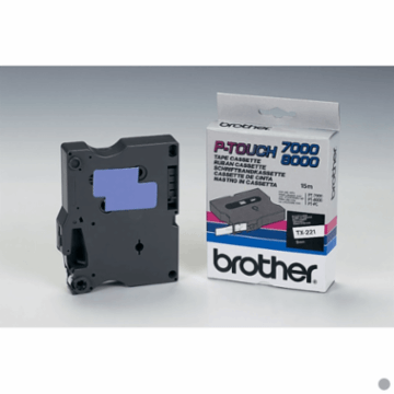 Brother P-Touch Band TX-221 schwarz auf weiß 9mm / 15m laminiert