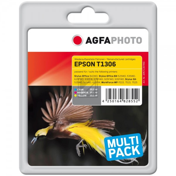 Agfaphoto Tintenpatrone gelb, cyan, magenta (APET130TRID) ersetzt T1306