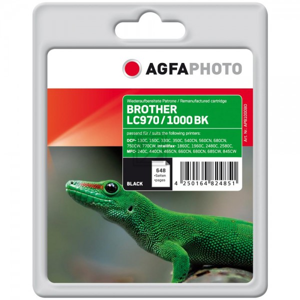 Agfaphoto Tintenpatrone schwarz (APB1000BD) ersetzt LC-1000BK, LC-970BK
