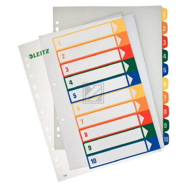 Leitz Register A4 1-10 farbig/transparent PP 10-teilig PC-beschriftbar