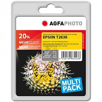 Agfaphoto Tintenpatrone gelb, cyan, magenta, schwarz HC (APET263SETD) ersetzt T2636