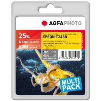Agfaphoto Tintenpatrone gelb, cyan, cyan light, magenta, magenta light, schwarz HC (APET243SETD) ersetzt T2438