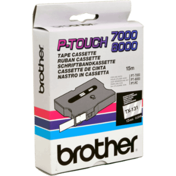 Brother P-Touch Band TX-131 schwarz auf transparent 12mm / 15m laminiert