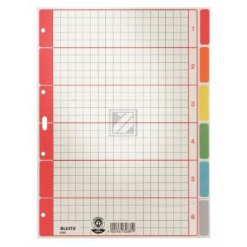 Leitz Register A4 blanko grau farbige Taben Karton 230 g/qm 6-teilig