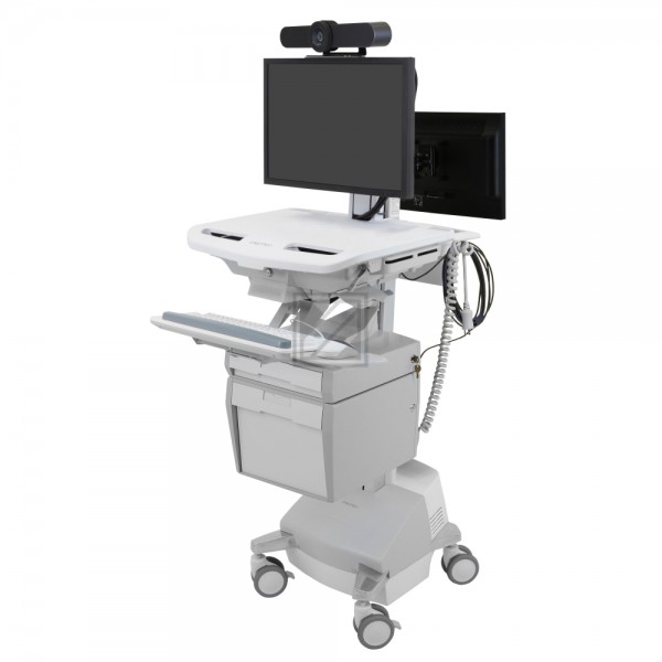 SV44-57T1-2/Styleview Telemedicine Cart With Back-To-Back Monitor, Sla Powered,