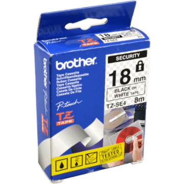 Brother P-Touch Band TZe-SE4 schwarz auf weiß 18mm / 8m laminiert Siegelband