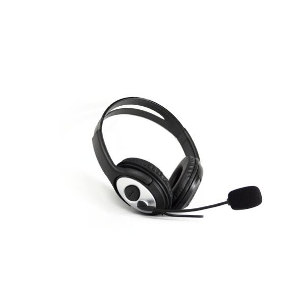 Kopfhörer mit Mikrofon CoolBox COO-AUM-01 Schwarz Schwarz/Silberfarben