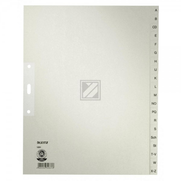 Leitz Register 240 x 300 mm A-Z grau Tauenpapier 100 g/qm 20-teilig
