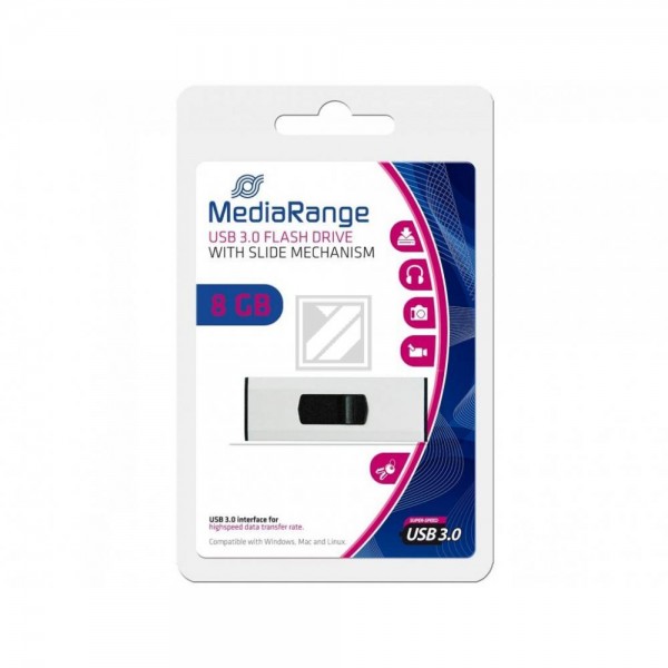 MEDIARANGE SUPERSPEED USB STICK 8GB MR914 USB 3.0 weiss