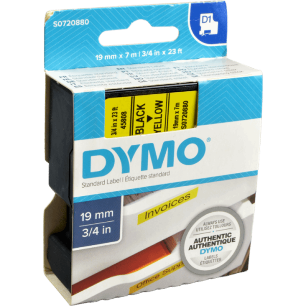 Originalband DYMO 45808 schwarz auf gelb 19mm x 7m