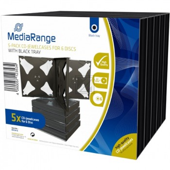 Mediarange CD Jewelcase (5) 22mm black für 6 Stück Retailpack