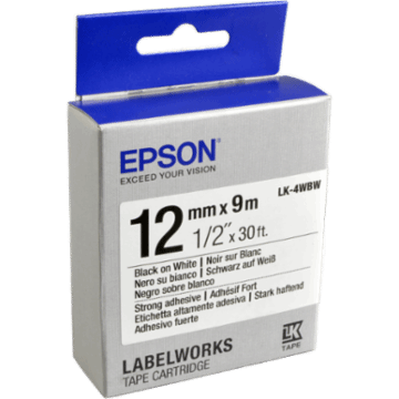 Schriftband Epson LK-4WBW schwarz auf weiß 12mm x 9m