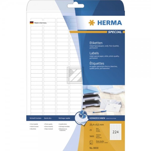 Herma Inkjet Etiketten A4 weiß 25,4 x 8,5 mm Papier matt Inh.5600