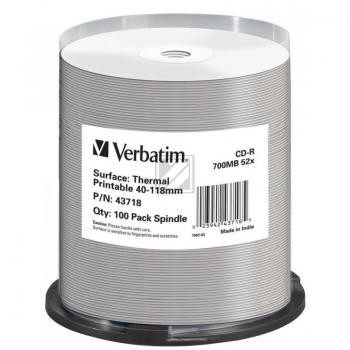 VERBATIM CD-R80 700MB 52x (100) CB 43718 thermo bedruckbar keine ID
