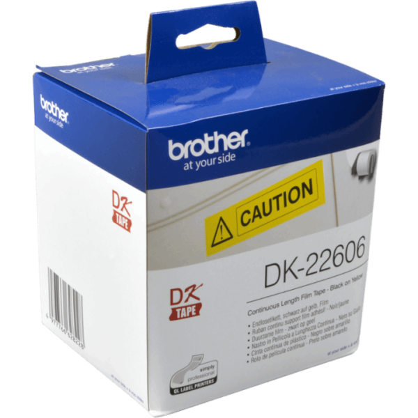 Brother PT Etiketten DK22606 gelb 62mm x 15,24m Rolle