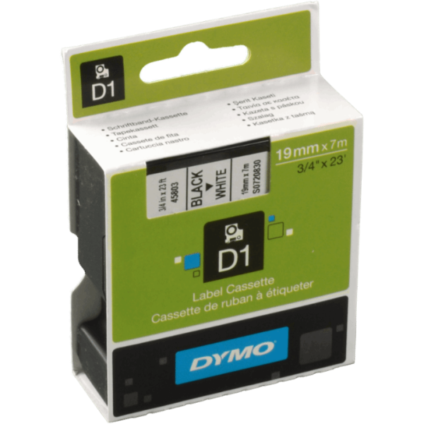 Originalband DYMO 45803 schwarz auf weiss 19mm x 7m