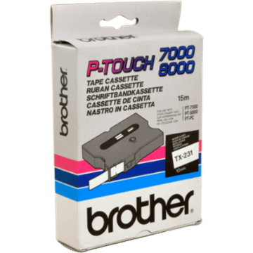Brother P-Touch Band TX-231 schwarz auf weiß 12mm / 15m laminiert